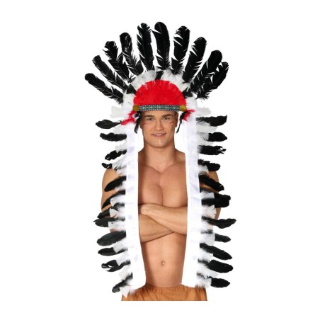 Penacho indio 116 cm tocado plumas largo