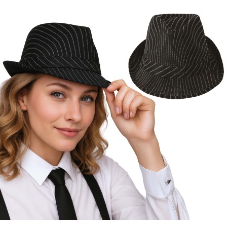 Sombrero ganster a rayas negro mascota-El Informal Santander