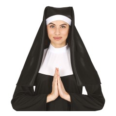 Cofia de monja negra para adulto