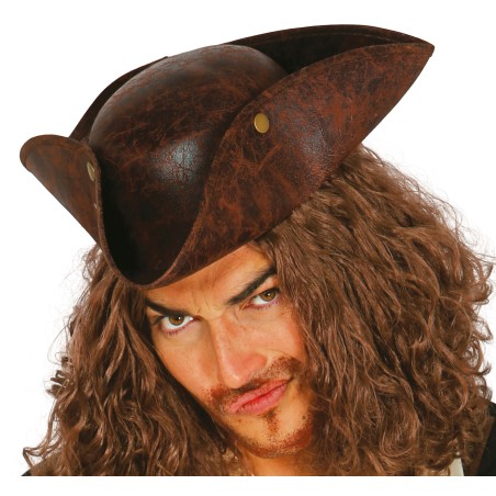 Sombrero corsario pirata 3 puntas simil piel-El Informal Santander