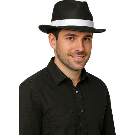 Sombrero rey del pop negro cinta blanca