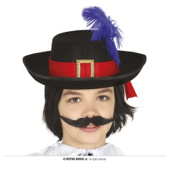 Sombrero mosquetero infantil fieltro negro pluma-El Informal Santander