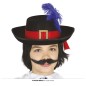 Sombrero mosquetero infantil fieltro negro pluma