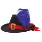 Sombrero mosquetero infantil fieltro negro pluma