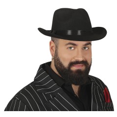 Sombrero ganster negro de tela