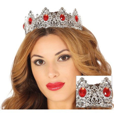 Corona plata reina piedras rojas gotica-El Informal Santander