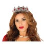 Corona plata reina piedras rojas gotica