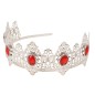 Corona plata reina piedras rojas gotica