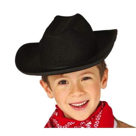 Sombrero vaquero infantil fieltro negro