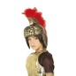 Casco soldado romano infantil dorado con pluma roja