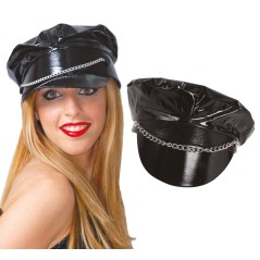 Gorra sado vinilo negro con cadena-El Informal Santander