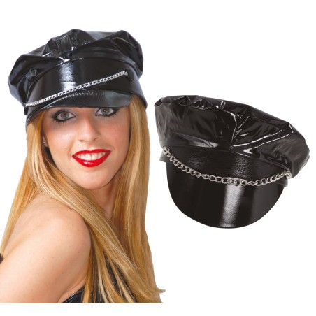Gorra sado vinilo negro con cadena-El Informal Santander