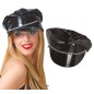 Gorra sado vinilo negro con cadena
