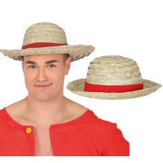 Sombrero paja con cinta roja luffy one peace-El Informal