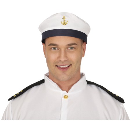 Gorra marinero blanca con ancla