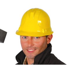 Casco obrero amarillo plastico obra albañil