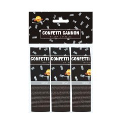 Cañon confeti plata mini 3 uds 10,5 cm
