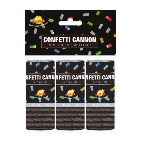 Cañon confeti multicolor mini 3 uds 10,5 cm