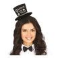 Diadema cotillon chistera negra plata