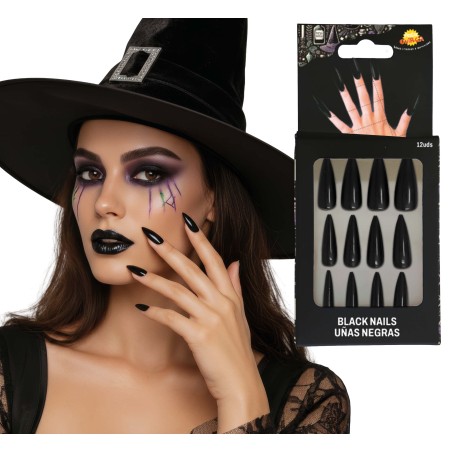 Uñas negras postizas bruja-El Informal Santander