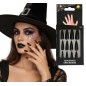 Uñas negras postizas bruja largas con adhesivo