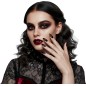 Uñas negras postizas bruja largas con adhesivo