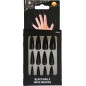 Uñas negras postizas bruja largas con adhesivo