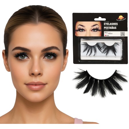 Pestañas negras de plumas postizas-El Informal Santander