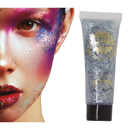 Maquillaje glitter plata -El Informal Santander