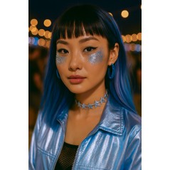 Maquillaje glitter plata