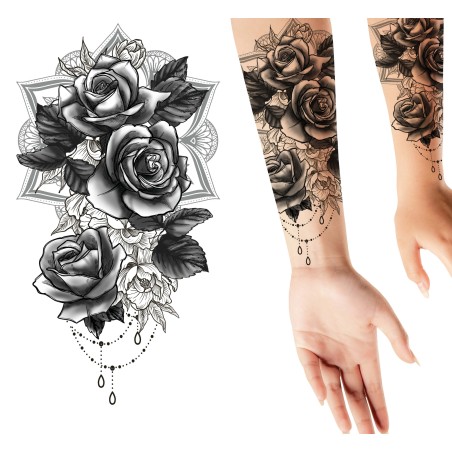 Tatuajes para brazos rosas 14x30 cm calcomanias-El Informal