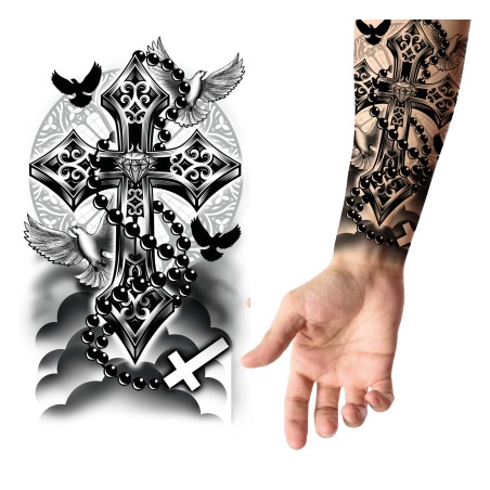 Tatuajes para brazos cruz 14x30 cm calcomanias-El Informal