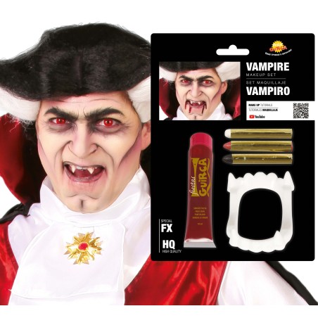 Kit maquillaje vampiro sangre dientes barras-El Informal