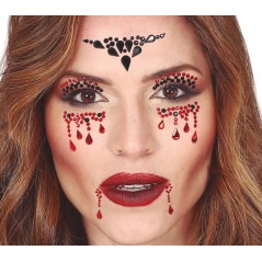 Joyas faciales adhesivas rojas y negras vampira-El Informal