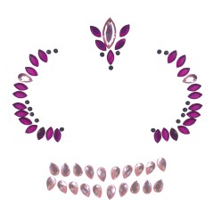Joyas faciales adhesivas calavera rosa y lila-El Informal