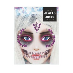Joyas faciales adhesivas calavera rosa y lila-El Informal