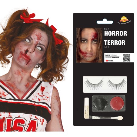 Kit maquillaje terror con pestañas para halloween -El Informal
