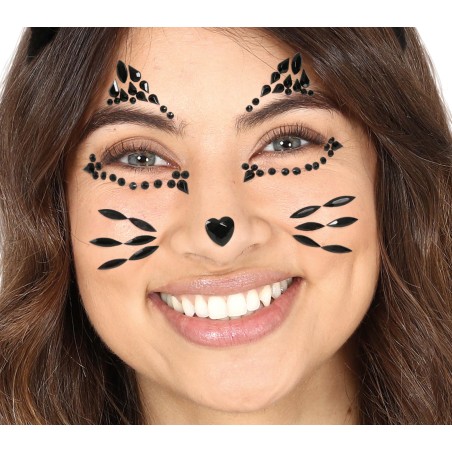 Joyas faciales adhesivas gatita negros-El Informal