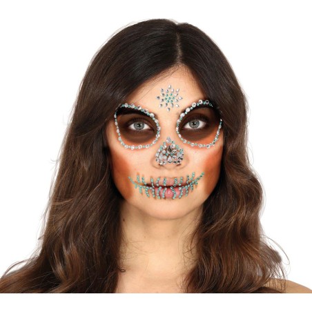 Joyas faciales adhesivas calavera verde