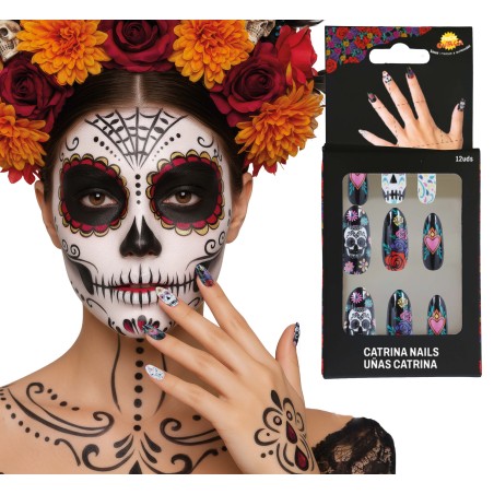 Uñas catrina con pegamento 10 uds-El Informal Santander