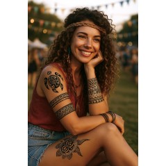 Tattoos flores negras pegatinas piel-El Informal
