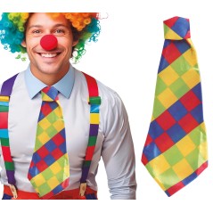 Corbata payaso multicolor cuadros 55 cm-El Informal Santander