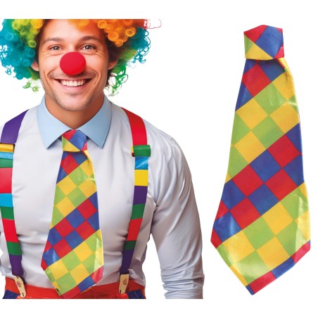 Corbata payaso multicolor cuadros 55 cm-El Informal Santander