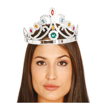 Corona reina plata con pedreria tiara princesas-El Informal Santander
