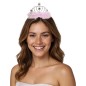 Tiara princesa plata plumas rosa diadema 16030