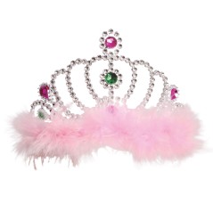 Tiara princesa plata plumas rosa diadema-El Informal Santander