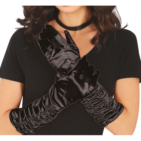 Guantes negros largos arrugados 45 cm-El Informal Santander