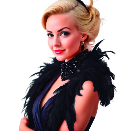Boa negra 40 gr fina 180 cm plumas charleston