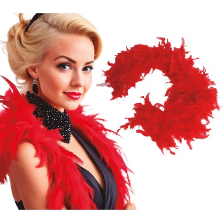 Boa roja plumas 40 gr fina años 20 charleston- El Informal Santander