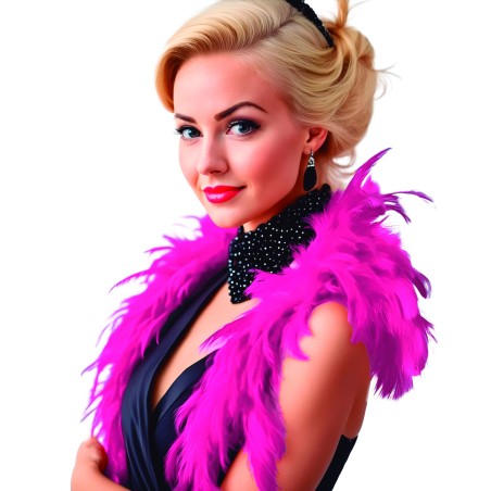 Boa fucsia plumas 40 gr fina años 20 charleston